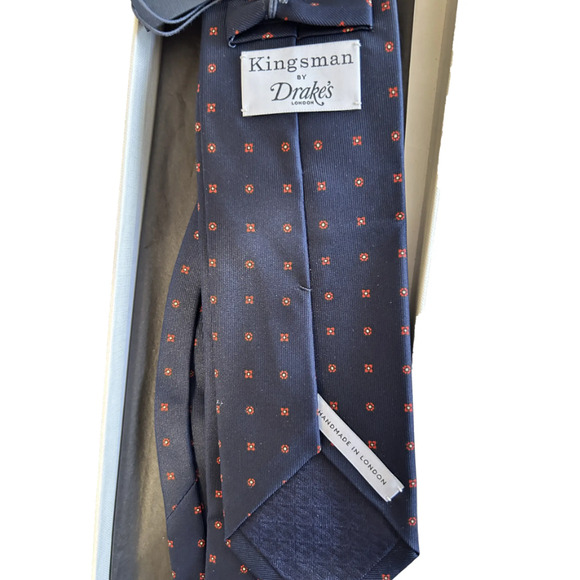 Kingsman x Drake's Tie Polka dot Navy Silk